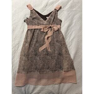 DBY Y2K Babydoll Dress Pink and Brown Bow Unique Dress Size 14